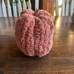 fuzzy orange tall handmade knit pumpkin 🎃
